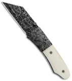 Burr Oak Knives Mini Combat Utility Knife Walrus Ivory (2.5" Mosaic Damascus)