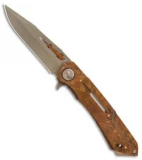 Dew Hara Custom Mina Liner Lock Knife Vandalized Copper (3.5" Copper Wash)