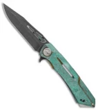 Dew Hara Custom Mina Liner Lock Knife Vandalized Brass (3.5" Acid)