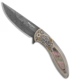 Pro-Tech Cambria Masterpiece Custom Flipper Black Lip Pearl (3.5"Damascus)