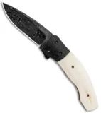 Hewitt Knives Eagle Liner Lock Knife Camel Bone/CF (3.75" Damascus)