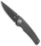 Aiorosu Knives Zong Frame Lock Knife Stonewash Titanium (3.1" Gray) AZ07