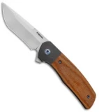 Pena Knives Custom Dingo Frame Lock Knife Brown Micarta/Ti (3.25" Satin)