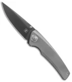 Aiorosu Knives Zong Frame Lock Knife Sandblast Titanium (3.1" Gray) AZ06