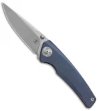 Aiorosu Knives Zong Frame Lock Knife Blue Titanium (3.1" Stonewash) AZ04