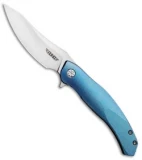 Bond Knives Custom Huli Maka Flip Frame Lock Knife Blue Ti (3.75" Satin)