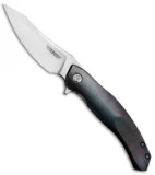 Bond Knives Custom Huli Maka Flip Frame Lock Knife Black Polish Ti (3.75" Satin)