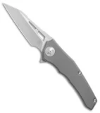 Aiorosu Knives Elite Frame Lock Flipper Knife Stonewash Ti (3.5" Satin) AE03