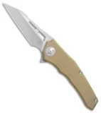 Aiorosu Knives Elite Frame Lock Flipper Knife Gold Ti (3.6" Satin) AE02