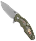 Hinderer Knives Jurassic Gears Frame Lock Knife OD Green G-10 (3.375" Working)