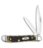 Case Peanut Traditional Knife 2.875" OD Green Crandall Jig Bone (C) 22544