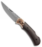 Browning Second Chance Lockback Folding Knife Brown Ebony Wood (3" Damascus)