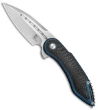 Begg Steelcraft Mini Glimpse Frame Lock Knife CF/ Blue Ti (3" Satin)