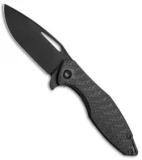 Koenig Arius Frame Lock Knife Patterned Carbon Fiber (3.5" Black DLC CTS-XHP)