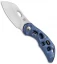 Olamic Cutlery Busker Largo Knife Blue Seabed Ti w/ Skull Clip (2.5" Satin)