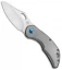 Olamic Cutlery Busker Semper Frame Lock Knife Blasted Ti w/ Blue HW (2.5" Satin)