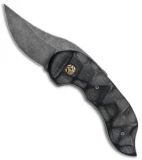 Knappo Knives Custom Tephra Friction Folder Carved Black G-10 (2.5" Dark Earth)