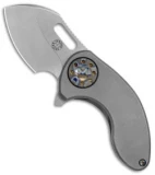Curtiss Knives Custom Nano Flipper Knife Titanium w/ Flame Pivot (2" Stonewash)