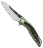 Stedemon Zon Zodiac Frame Lock Knife CF/Green Titanium (3.75" Satin) C04GRN