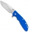 Hinderer Knives XM-24 Skinny Slicer Flipper Knife Blue G-10 (4" Stonewash)