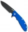 Hinderer Knives XM-24 Skinny Slicer Flipper Knife Blue G-10 (4" Black DLC)