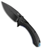 ABKT Elite Blue Protector Liner Lock Knife Black Aluminum (3.5" Black)