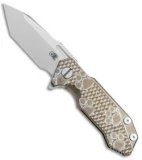Hinderer Knives Half Track Tanto Knife Paw Engraved Bronze Ti (2.75" Stonewash)