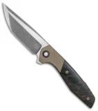 TuffKnives Custom Switch KM Flipper Knife Rag Micarta/Bronze Ti (3.5" Acid SW)