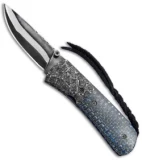 Burr Oak Knives C-MO Full Dress Knife Blue LSCF/Zombie Damascus (2.6" San Mai)