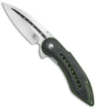 Begg Steelcraft Series Glimpse 7.0 Knife Green G-10/CF (3.5" Polish Fluted)