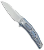 Stedemon Jenova Frame Lock Knife Blue/Gray Titanium (2.75" Satin) A02BLU