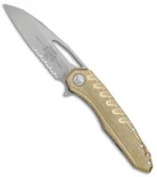 Microtech Sigil MK6 Frame Lock Knife Brass (3.75" Apocalyptic Serr)