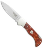 Boker Folding Hunter 1674 Lockback Knife  Amboina Root Wood (3" Satin) 113135
