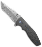 Kirby Lambert Custom Agustus Liner Lock Knife Marbled CF/Zirconium (Damascus)