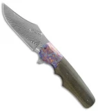 Jason Clark Custom Clip Point Knife Micarta/Black Timascus (3.6" Damascus)