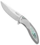 Pro-Tech Custom Cambria Flipper Knife SS w/ Abalone Inlay (3.5" Satin)