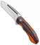 JD van Deventer Kenpachi Tanto Flipper Knife Red LSCF/Orange G-10 (3.375" Satin)