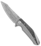 Reate K-1 Frame Lock Flipper Knife Marble Carbon Fiber/Ti (3.8" Damasteel)