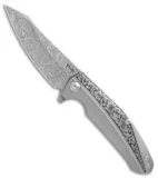 Reate K-1 Frame Lock Flipper Knife Engraved Titanium (3.8" Damasteel)