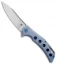 Olamic Cutlery Swish Flipper Frame Lock Knife Blue SW Holes Ti (3.75" Satin)