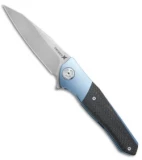 Maxace Dwemer Assassin Wharncliffe LL Knife CF/Blue Ti (3.8" Stonewash)