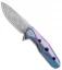 Rike Knife Thor4s Integral Frame Lock Flipper Knife Purp/Blue Ti (2.3" Damascus)