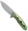 Rike Knife Thor4s Integral Frame Lock Flipper Knife Gold/Grn Ti (2.3" Damascus)