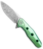 Rike Knife Thor4s Integral Frame Lock Flipper Knife Green Ti (2.375" Damascus)