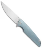 Andrei Sander Contra Flipper Frame Lock Knife Fluted Blue Ti (4" Satin)