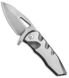 EOS Squid Frame Lock Flipper Knife Grooved Titanium (3.625" Stonewash)