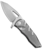 EOS Squid Frame Lock Flipper Knife Titanium w/ Flamed Clip (3.625" Stonewash)