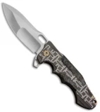 Andre de Villiers Custom Hummer Flipper Knife CF Shred Inlay (4.25" Satin)