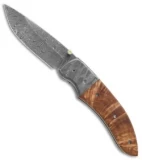 Butch Ball Custom Liner Lock Knife Damascus/Masur Birch (3.4" Damascus)