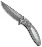 Pro-Tech Ultimate Custom Cambria Flipper Knife Black Lip Pearl (Damascus)